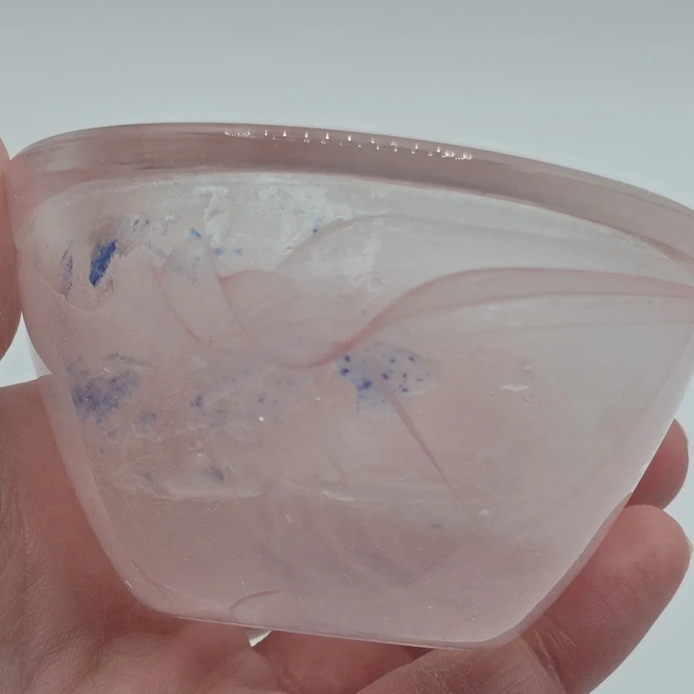 Vtg‎ Pink Glass Votive Candle Holder Swirl Design